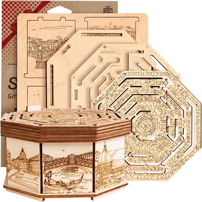 EscapeWelt 3D drevená skladačka hlavolamu Secret Maze Box