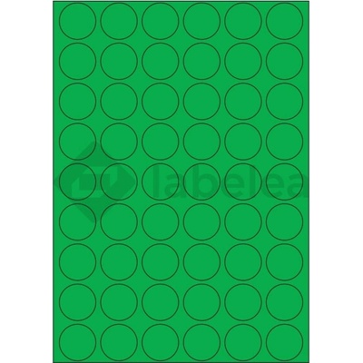 Labelea Samolepiace etikety kruh 30x30 mm farebné papierové, na hárku A4, pre laserovú a atramentovú tlač, Farba etikiet Zelená, Počet hárkov v balení 100 EPY999030PG054S