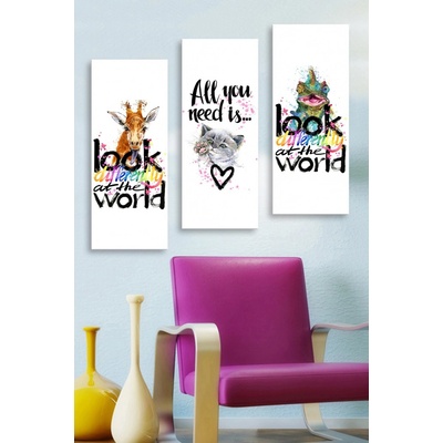 ASIR Obraz na MDF 3ks MOTIVAČNÍ HESLA 20 x 50 cm