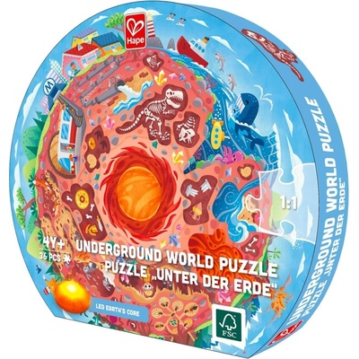 Hape Образователен пъзел за под, Hape, Центърът на Земята, 57.5 см, 36 части (H1637)
