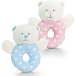 Keel Toys Бебешка дрънкалка с ринг Keel Toys - Синьо мече, 13 cm (SN0769 blue) - baby
