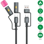 4smarts Кабел с бързо зареждане за устройства с USB-C порт, LED светлина и запалка и USB-C към USB-A адаптер - 4smarts 4-in-1 USB-C Cable Set Explorer 60W (100 см) (черен) (541060)