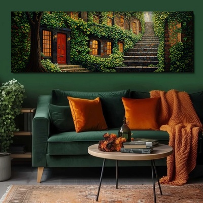 Obraz na plátně - Podvečerní živé schody v Doncastru FeelHappy.cz Velikost obrazu (šířka x výška): 90 x 30 cm