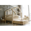 Luletto Domečková HouseBed Plotek Duo Plus Bezbarvý lak s výsuvnou přistýlkou výřez