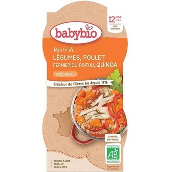 Bebybio Био Меню - Пилешко месо, Киноа и Зеленчуци (12+ месеца) - 2x200г купички - Babybio (4114)