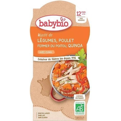 Bebybio Био Меню - Пилешко месо, Киноа и Зеленчуци (12+ месеца) - 2x200г купички - Babybio (4114)