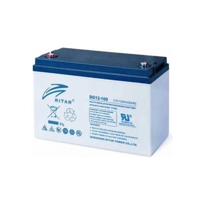 Ritar power Оловна гелова батерия за соларни системи RITAR DG12-100, 12 V / 100 Ah, 328 / 172 / 219 mm, F 12 / M8, Insert M8 - C, RITAR-DG12-100