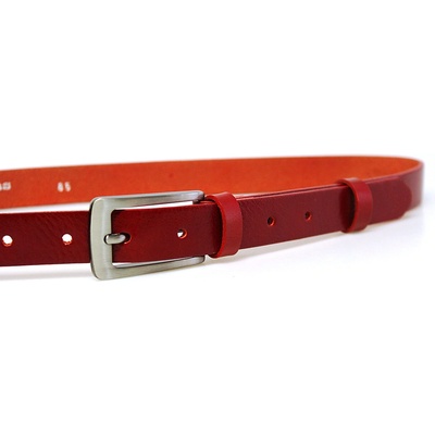 Penny Belts úzký dámský kožený pásek 176-93 Červený