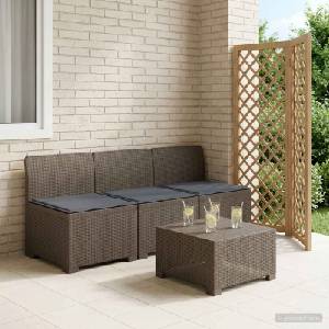 vidaXL Пейка за градина с Cushions във вид на ратан 3-местен ПП (8011975)