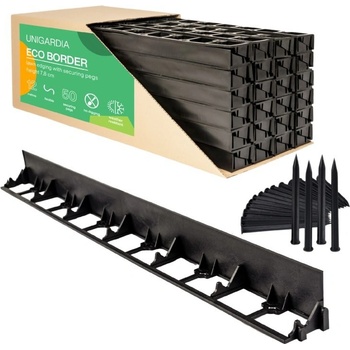 Unigardia Eco Neviditelný obrubník 7,8 cm x 24 m se 100 kolíky černá 1 ks