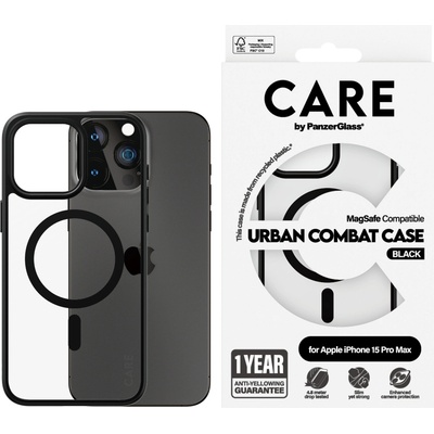 Panzer Гръб CARE by PanzerGlass за iPhone 15 Pro Max Flagship Black MagSafe - Черна рамка