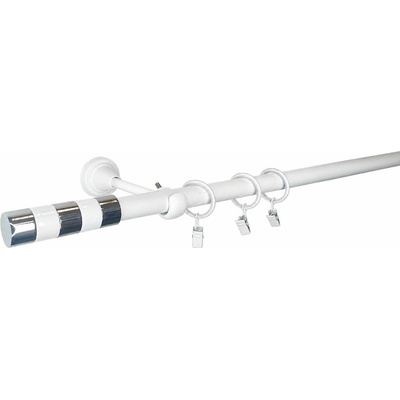 KovovégarnýžeCZ Garnýž Imperial elegance 19 mm bílá lesklá Dvouřadá prodloužená, 400 cm, Kroužky s žabkou