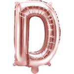 PartyDeco Балон от фолио Mini - Буква D 35см розово златен