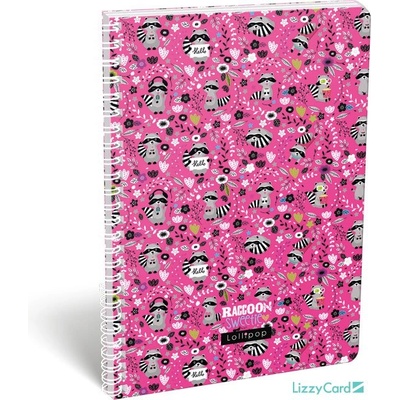 Lizzy Card - Тетрадка А4 със спирала, 70 листа, редове Raccoon