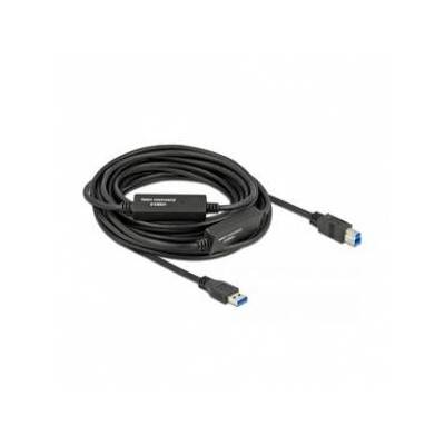 Кабел DeLock USB-A мъжко → USB-B мъжко, активен, USB 3.2 Gen1, 10 m, черен
