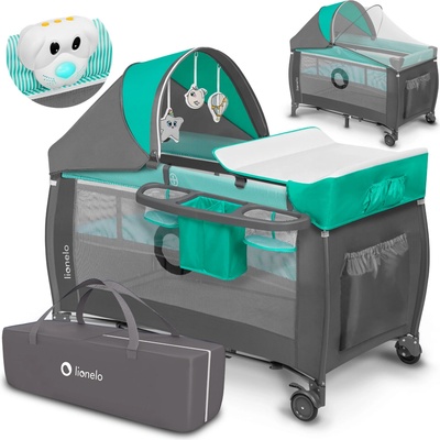 Lionelo Cestovní postýlka Sven Plus Turquoise / Grey – Zboží Dáma