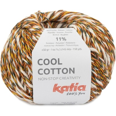 Katia Cool Cotton Farba: Dark orange-Green blue-Deep orange-Yellow
