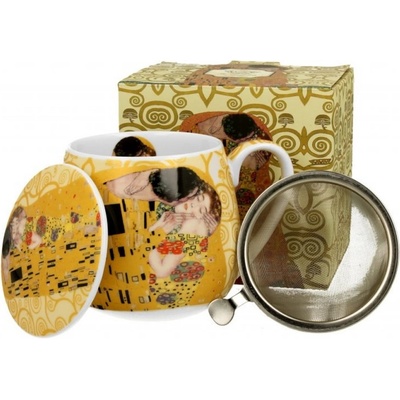 Duo Gifts Hrnek na bylinky se sítkem Gustav Klimt Polibek 430 ml