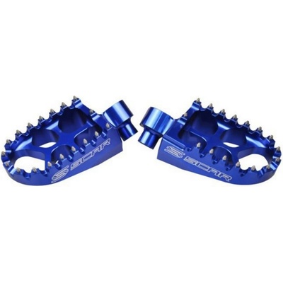 SCAR RACING stupačky řidiče hliníkové EVO YAMAHA YZ / YZF / WR / WRF / TENERE 700, FANTIC barva modrá