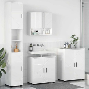 vidaXL Комплект мебели за баня 4 бр. Лъскаво бяло 61 x 35 x 64 см (3393007)