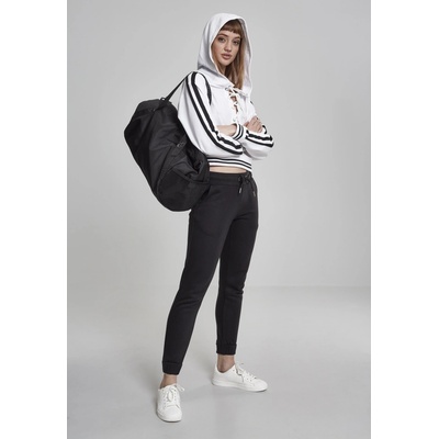 Urban Classics Ladies Short Lace Up Hoody white/black