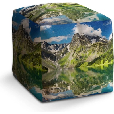 Sablio Taburet Cube Odraz hor na jezeře: 40x40x40 cm