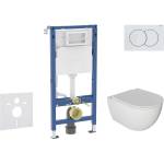 Geberit Duofix - Комплект за стенен монтаж, тоалетна Oudee и седалка softclose, бутон Delta01, алпийско бяло SANI11CA3116B (SANI11CA3116B)