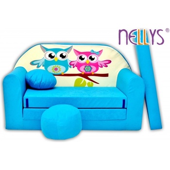 Baby Nellys detská rozkladacia pohovka Sovička / modrá