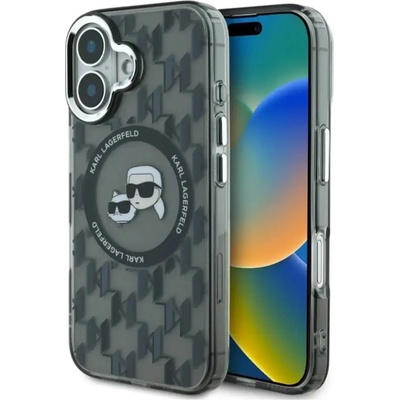 KARL LAGERFELD IML Monogram Karl & Choupette Head MagSafe Калъф за iPhone 16 - черен (3666339318369)