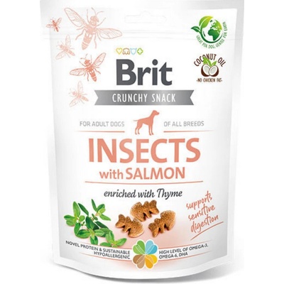 Brit Care dog Crunchy Cracker hmyz losos a tymián maškrta pre psy 200 g