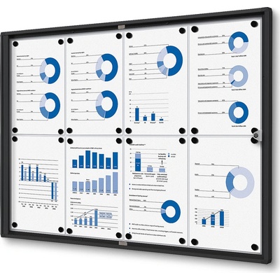 Jansen Display Interiérová vitrína Economy 8 x A4 - plechová zadná stena 931 x 655 mm