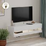 TopMebel Moon TopMebel меламинов стенен шкаф за телевизор с LED в бял цвят 120x33.8x30cm