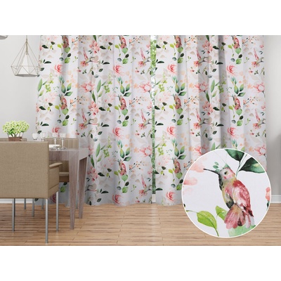 Biante Bavlnený záves Sandra SA-432 Vtáci medzi kvetmi 150x180 cm
