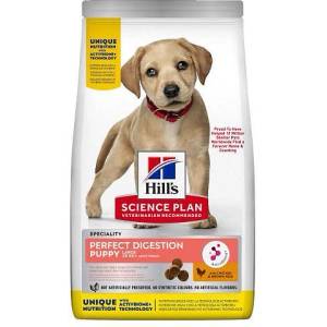 Hill's Суха храна за подрастващи кученца от едри породи Hill's Science Plan Perfect Digestion Large, с пилешко и кафяв ориз 12 кг