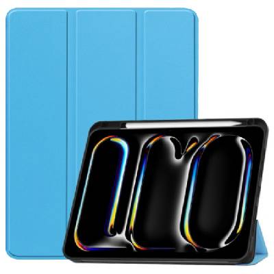 Калъф от PU кожа с място за Apple Pencil и функция заспиване за iPad Pro 11" (2024/2025) - синьо (78225)