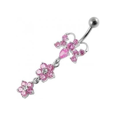 Šperky4U stříbrný piercing do pupíku motýlek BP01192-P