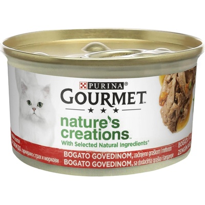 Purina GOURMET GOLD Nature’s Creations Beef - Говеждо месо с грах и моркови (85 г)