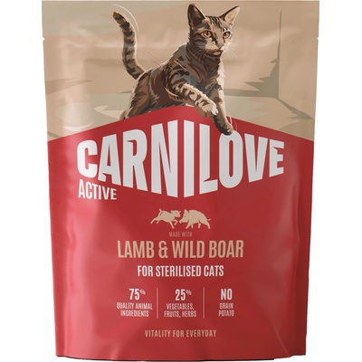 CARNILOVE Active pre sterilizované mačky jahňacie a diviak 400 g