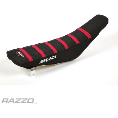 Potah sedla BudRacing Seat Cover FullTraction KTM SX SXF 19-22 EXC 20-23 GasGas Black Red Stripes