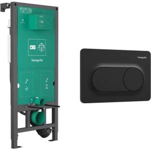 Hansgrohe Казанче за вграждане Hansgrohe iFrame 112 см за конзолна тоалетна чиния и бутон iFrame Original S, матово черно (01022180+66002670)