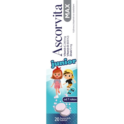 Ascorvita Max Junior vitamín C, D a zinek 20 ks