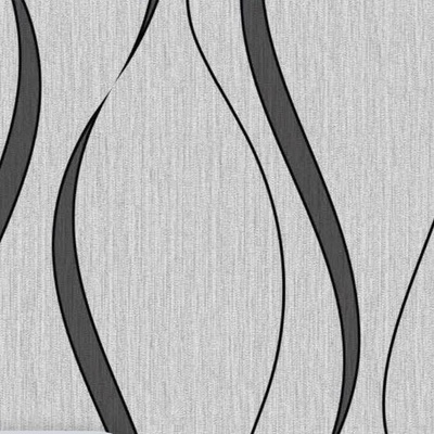 Ubrus PVC 151C, metráž, 20 m x 140 cm, vlnovky černé na šedém podkladu, IMPOL TRADE