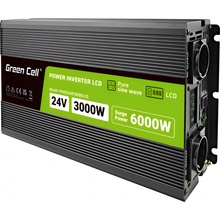 Green Cell INVGC24P3000LCD 24V/230V, 3000W/6000W - čistá sinusoida s LCD displejem