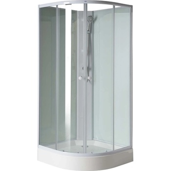 AQUALINE AIGO čtvrtkruhový sprchový box 900x900x2050 mm, bílý profil, čiré sklo YB93