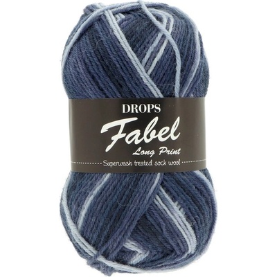 Drops Fabel Long Print 917 tmavo modrá