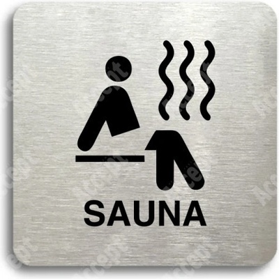 ACCEPT Piktogram sauna - stříbrná tabulka - černý tisk bez rámečku