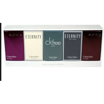 Calvin Klein Euphoria woman EDP 7 ml + Eternity woman EDP 7 ml + Ck free EDT 10 ml + Eternity EDT 10 ml + Euphoria EDT 10 ml darčeková sada
