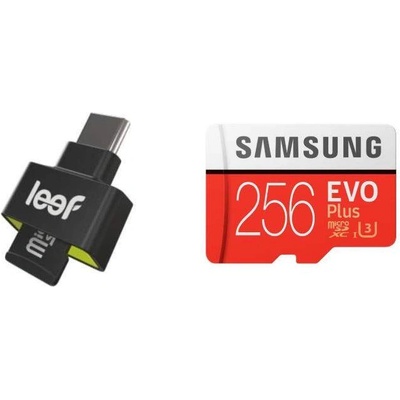 Leef Access-C microSD Card Reader + Samsung MicroSD 256GB EVO Plus UHS-I (U3) Memory Card - четец за microSD карти + MicroSD 256GB устройства с USB-C