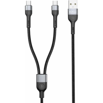 DeTech Кабел DeTech DE-52UCC, USB A(м) към 2х USB C(м), 1m, черен