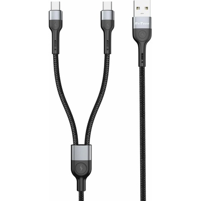 DeTech Кабел DeTech DE-52UCC, USB A(м) към 2х USB C(м), 1m, черен
